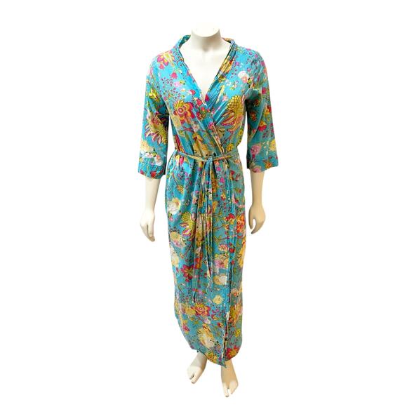 Anthropologie Plum Pretty Sugar Blue Floral Robe XS - Picture 2 of 10